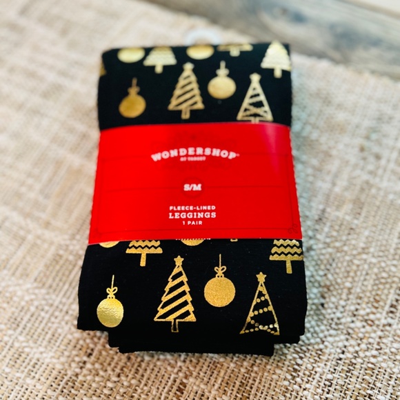 🎄NWT - TARGET WONDERSHOP FLEECE-LINED LEGGINGS - FOIL PRINT - SIZE SM 🎄 - Picture 2 of 11